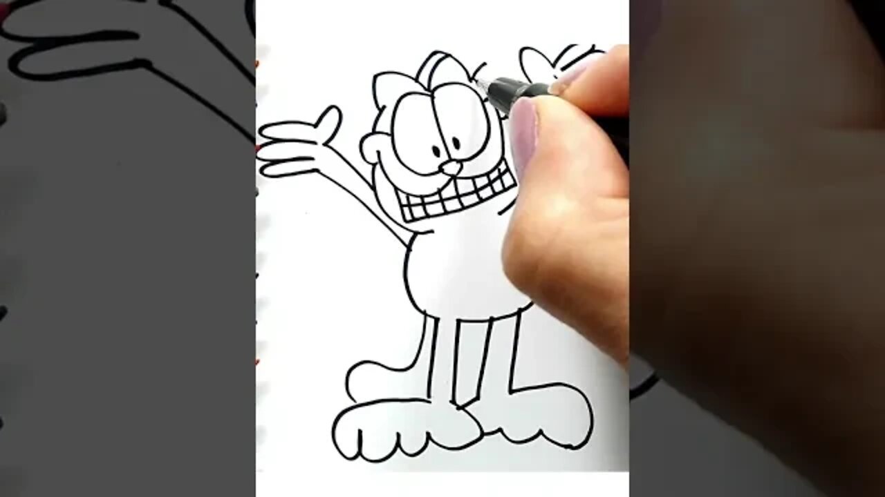 How to draw and paint Garfield #shorts