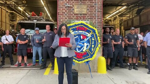 Candlelight Vigil in Memory of Firefighter Casey Skudin #fdny engine 268/Ladder 137 @JoannAriola32