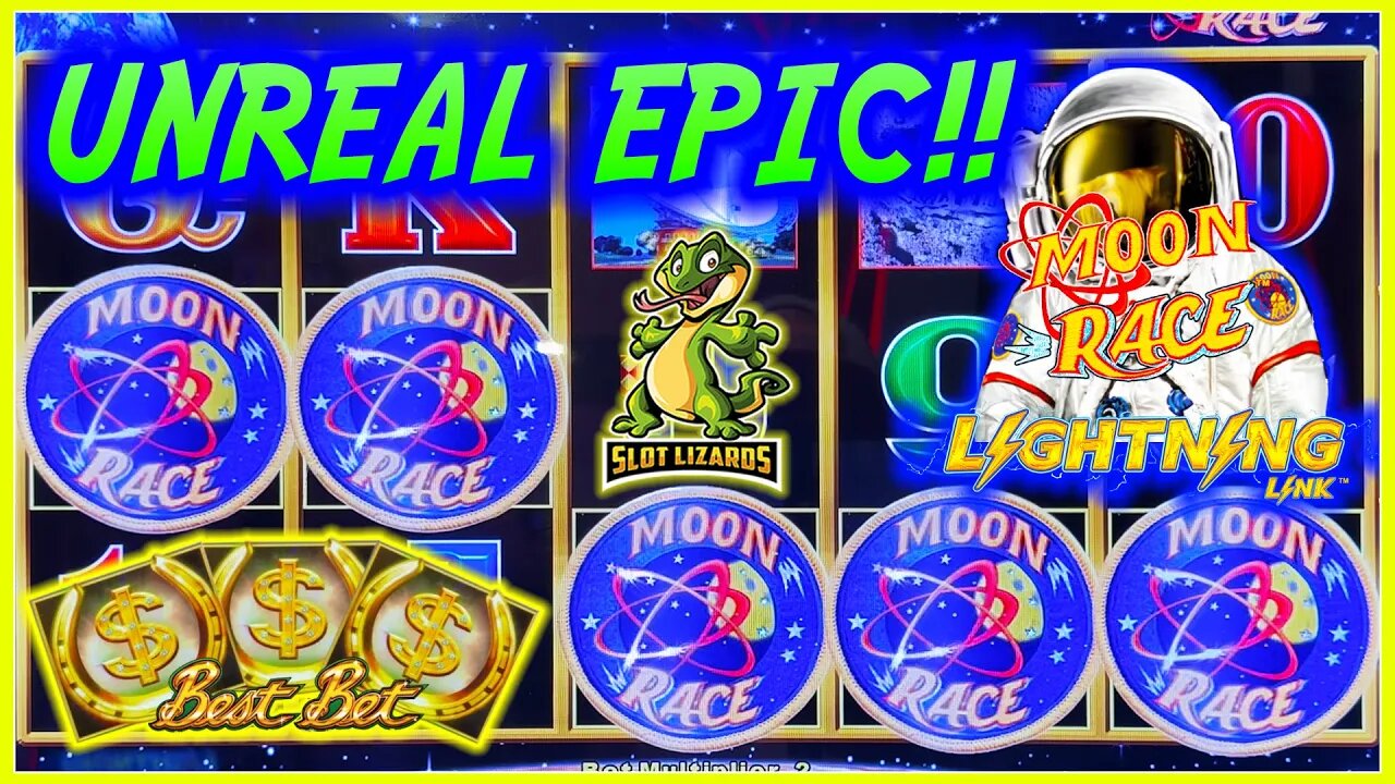 UNREAL EPIC 5 SYMBOL HUGE WIN!!! OUR FIRST! Lightning Link Best Wager VS Moon Race Slot