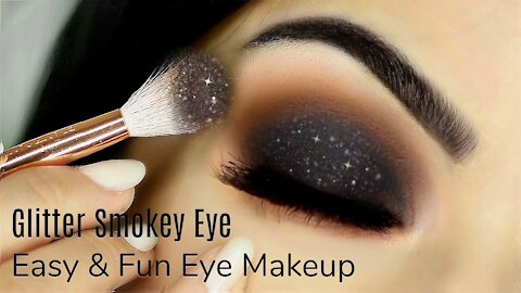 Glittery Smoky Eye Makeup Tutorial | How to apply eyeshadow