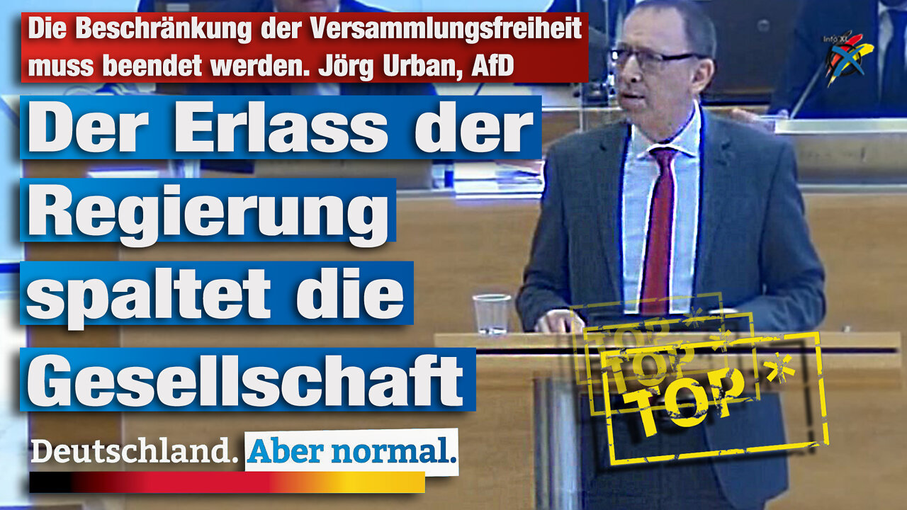 Die Beschränkung der Versammlungsfreiheit muss beendet werden. Jörg Urban, AfD