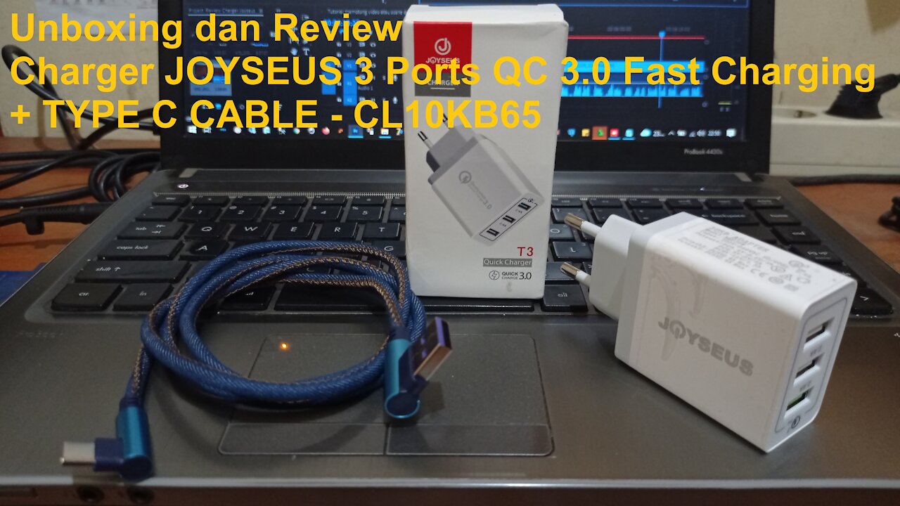 Unboxing dan Review Charger JOYSEUS 3 Ports QC 3.0 Fast Charging + TYPE C CABLE - CL10KB65