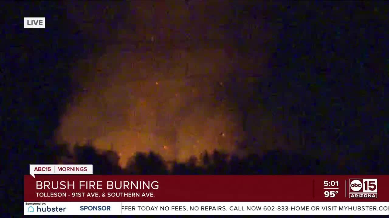 Brush fire burning in the West Valley