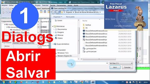 28- Como usar os Dialogs: Abrir e Salvar do Lazarus. E onde baixar um Aplicativo Gratuito para Cores