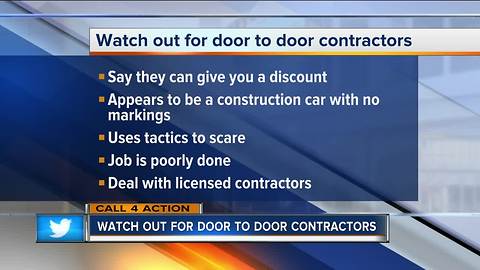 Call 4 Action: Watch for door-to-door contractors