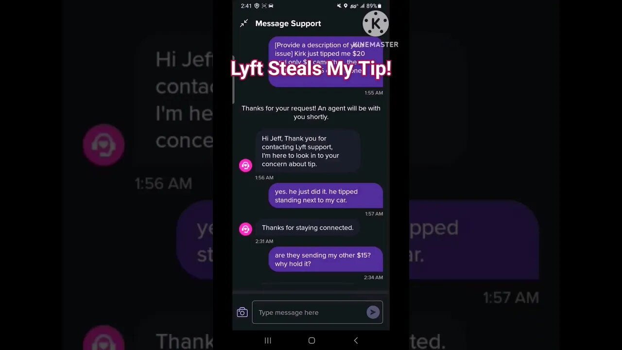 😠😡 😤 Lyft STEALS $15 out of $20 Tip!! #lyft #uber #rideshare #tips