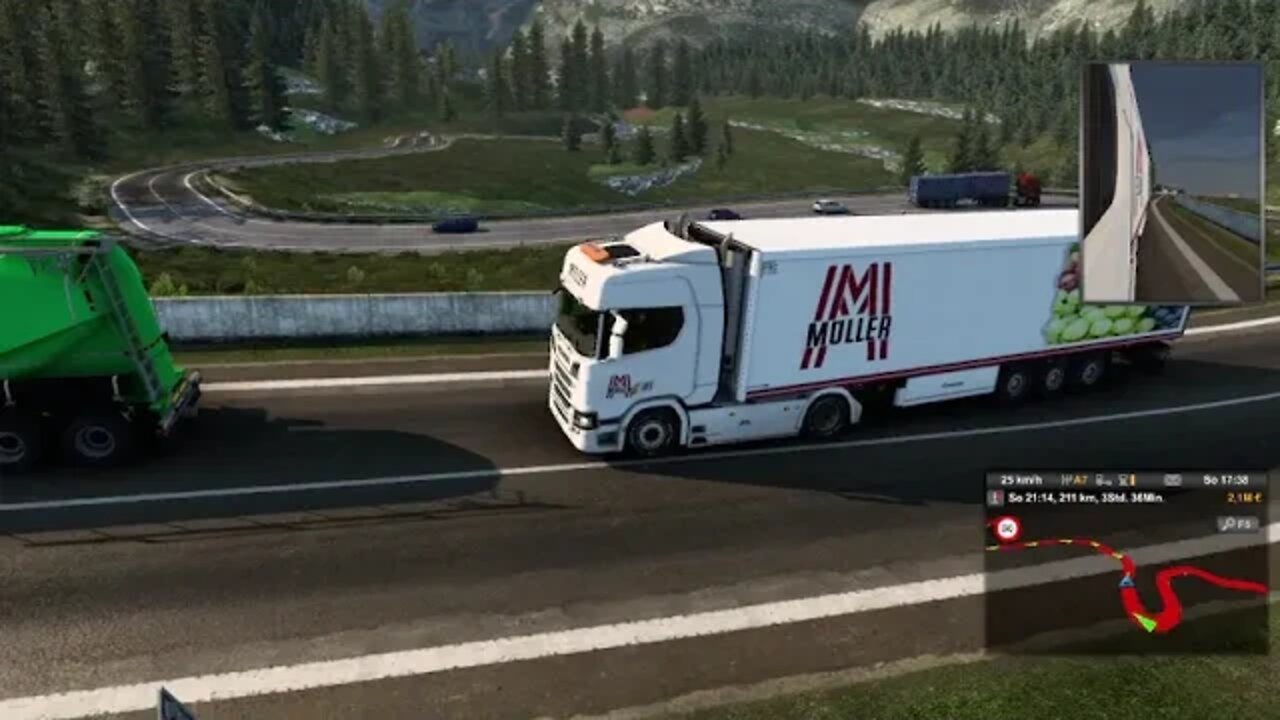 Eurotrucksimulator 2. Mit dem LKW durch Europa Auf der Pro Mod mit guter Musik.