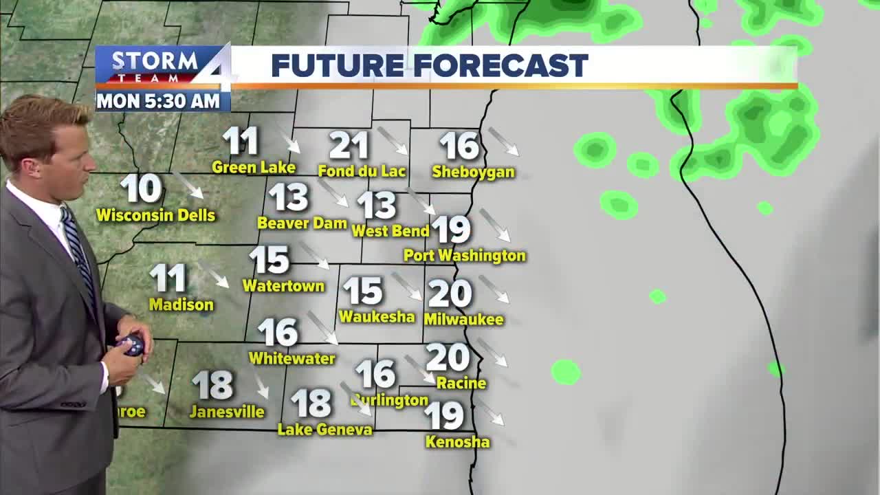 Windy Monday with clearing skies