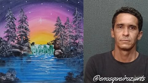 🎨Pintura paisagem colorida lago [colorful lake landscape painting]