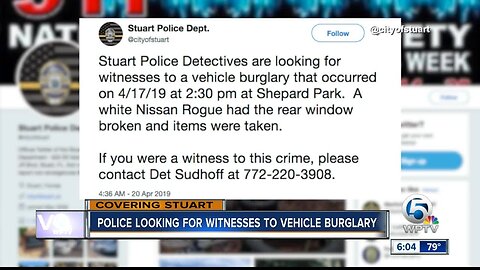 Police looking for witnesses to vehicle burglary in Stuart