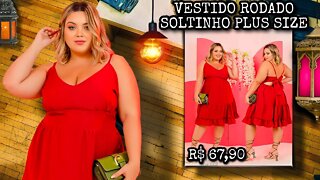 ✔️ VESTIDO CURTO RODADO SOLTINHO PLUS SIZE ALÇA 3 MARÍA