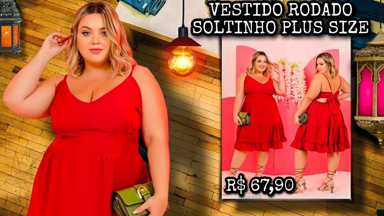 ✔️ VESTIDO CURTO RODADO SOLTINHO PLUS SIZE ALÇA 3 MARÍA