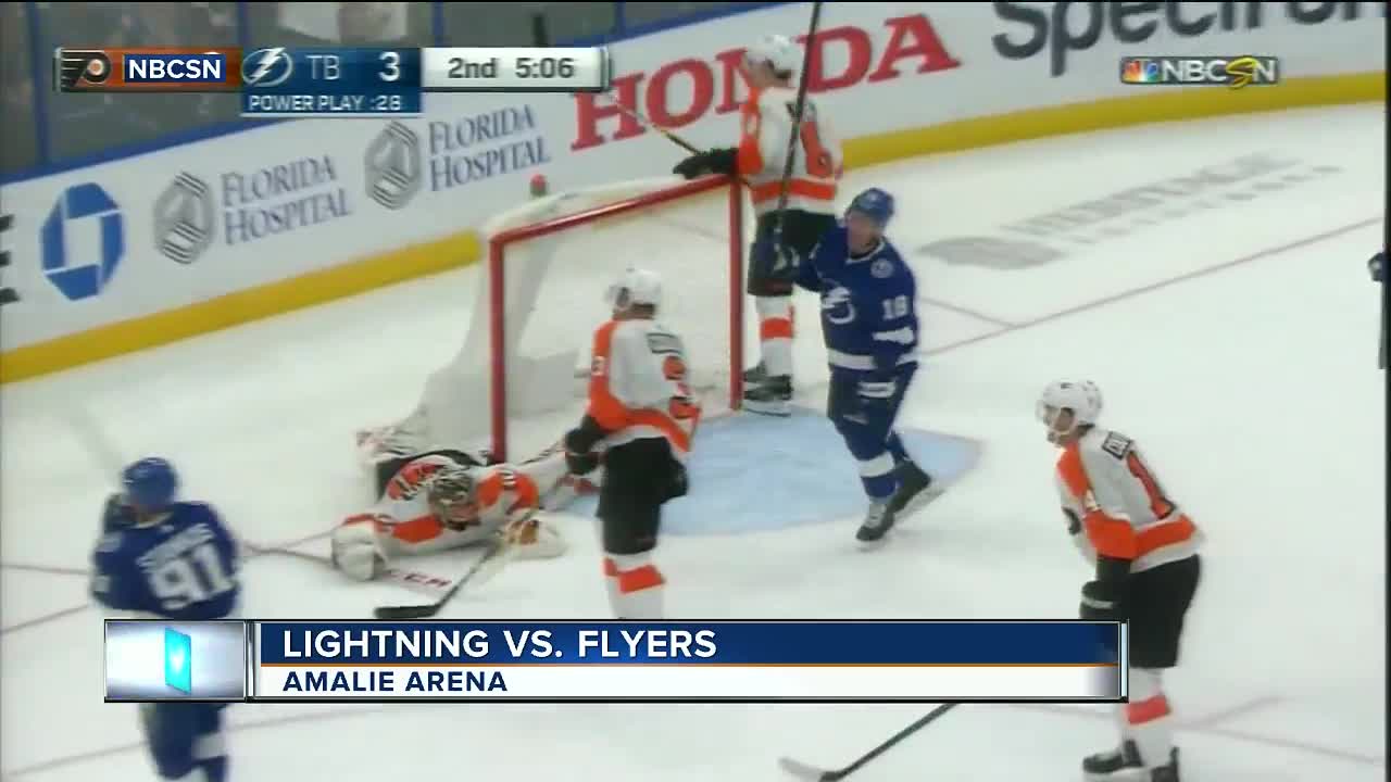 Alex Killorn scores 18 seconds into overtime as the Lightning beat the Flyers 6-5