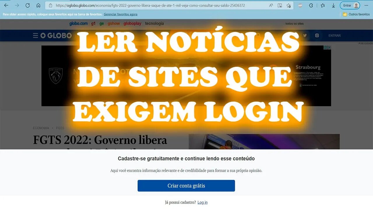 LER NOTÍCIAS sem FAZER LOGIN