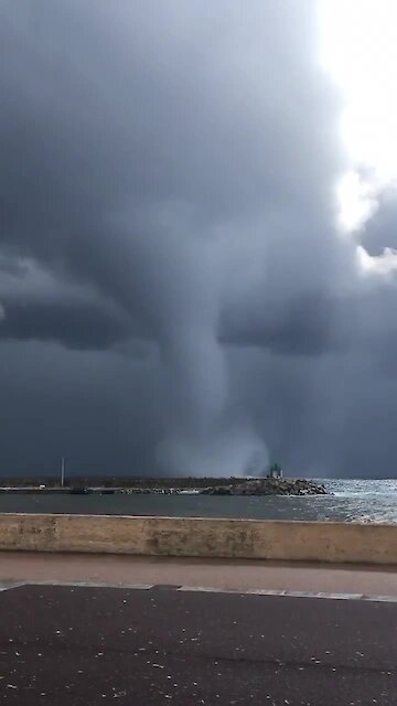 Insane tornado footage captured off of French coast
