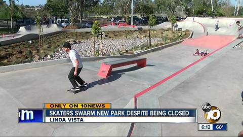 Skaters swarm new skatepark despite being closed