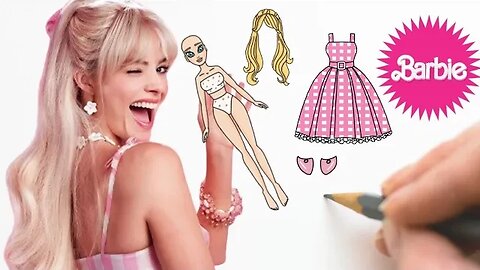 COMO DESENHAR BONECA DE PAPEL - VESTIDO BARBIE /FILME 2023 #bonecadepapel #paperdolls #barbie