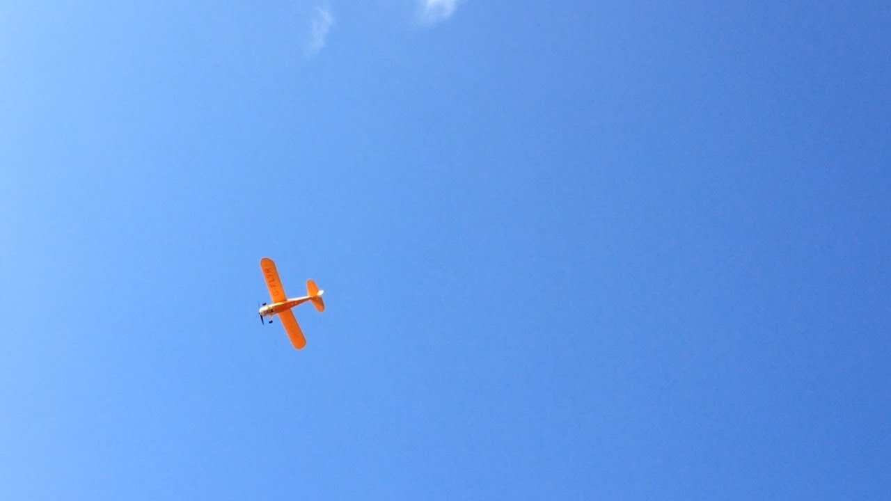 Hobbyzone Champ Ultra Micro RC Plane in church parking lot on windy day