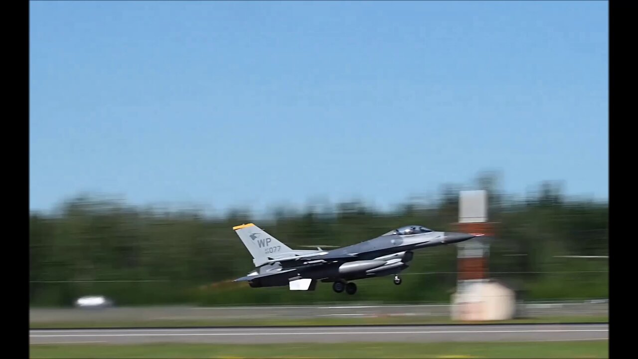 F-16 Fighting Falcon and A-10 Thunderbolt II Takeoffs - Red Flag Alaska 21