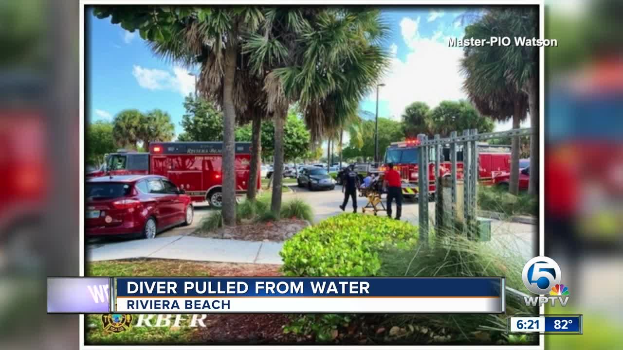 Diver pulled from the water Sunday in Riviera Beach