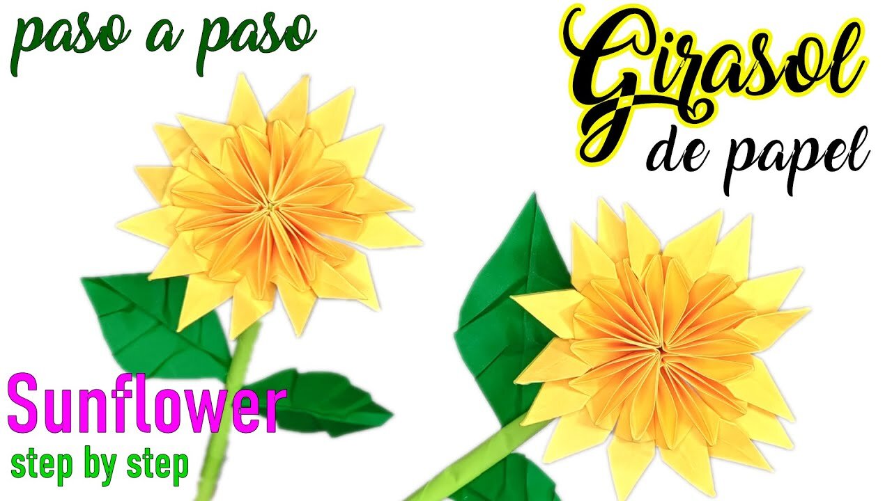 Cómo hacer una flor GIRASOL con papel / paso a paso con CAKI