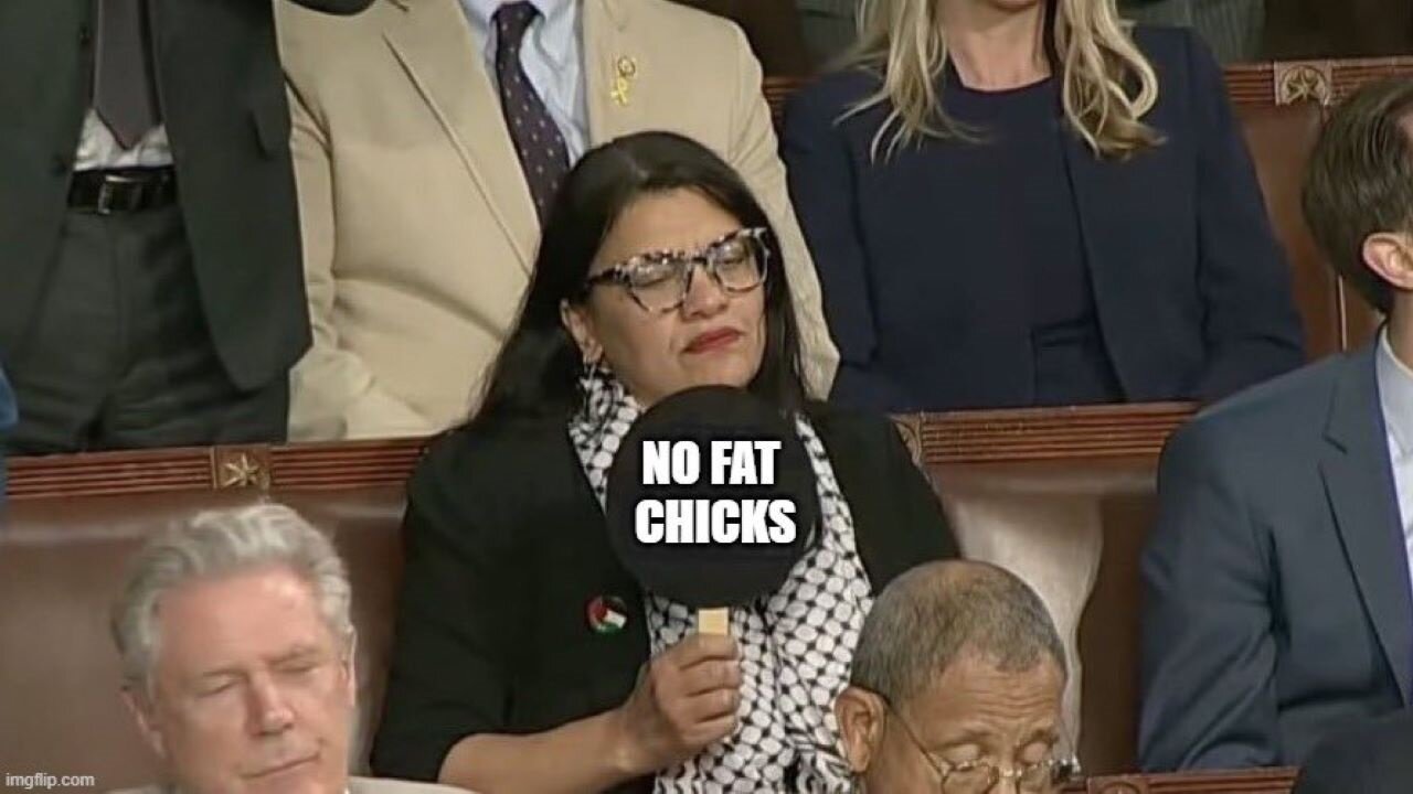 Rashida Tlaib Holds 'War Criminal' Sign As Benjamin Netanyahu Addresses Congress