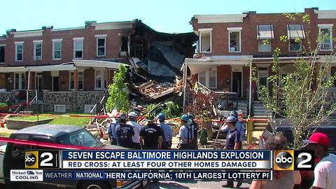 Seven rescued from house fire, apparent explosion in Baltimore Highlands