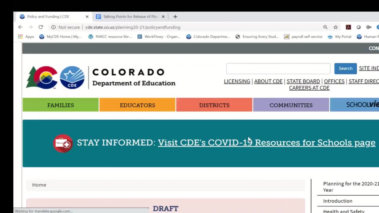 Colorado Department of Education releases draft guidelines for districts for 2020-21