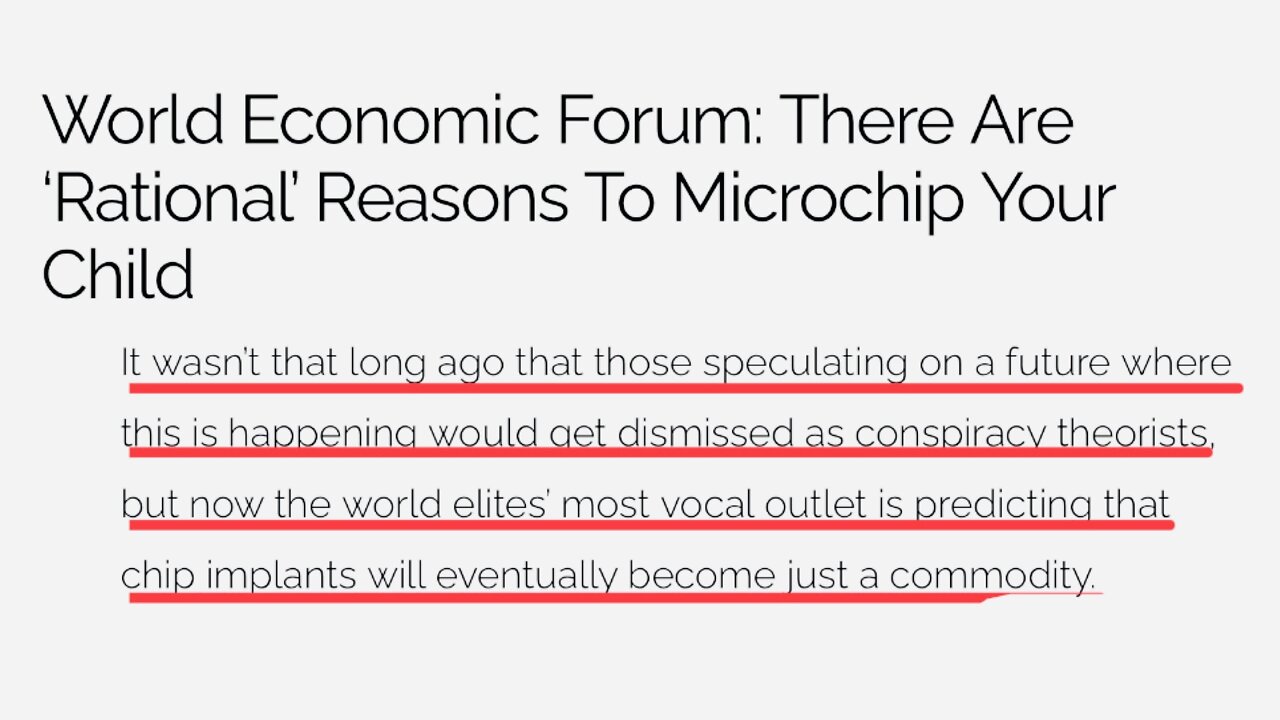 WOLRD ECONOMIC FORUM: THERE ARE RATIONAL REASONS TO MICROCHIP YOUR CHILD | 01.09.2022