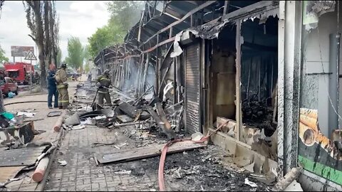 Donetsk, bombing of the Kirovsky market, 10/05/22 (Rangeloni, translated video)