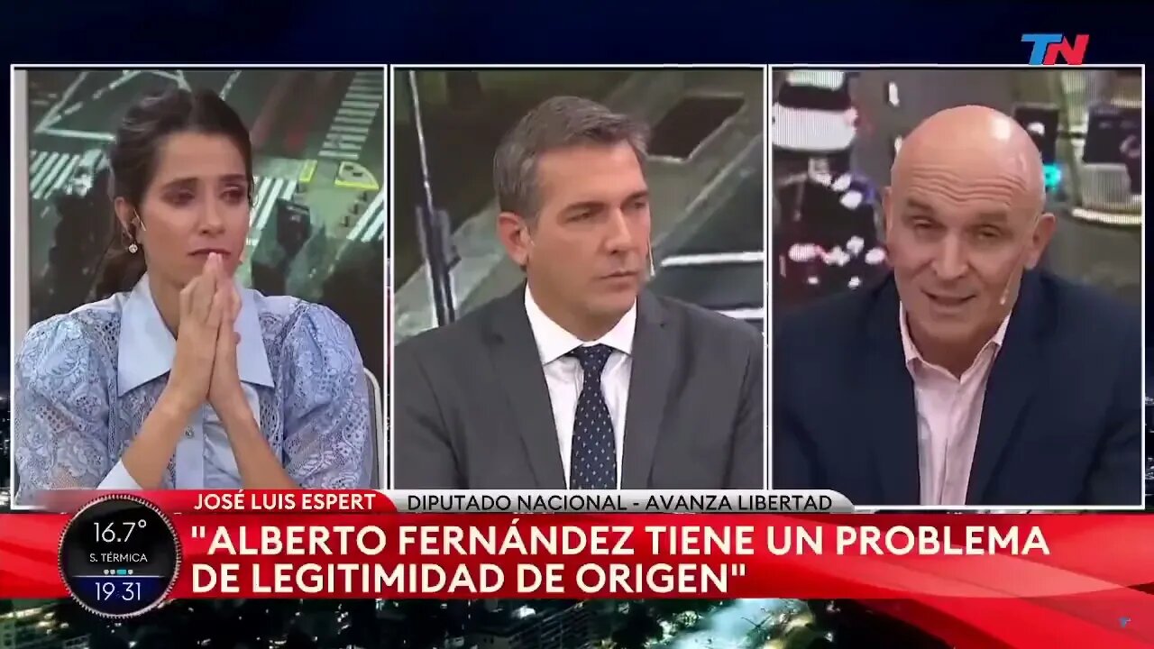 Diputado José Luis Espert con Franco Mercuriali y Maru Duffard en TN Central por TN