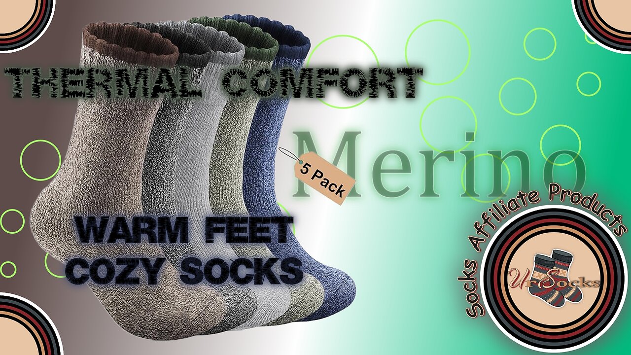 5 Pack Merino Wool Socks for Men 🧦❄️ Winter Warmth, Thermal Hiking & Camping Socks 🌲