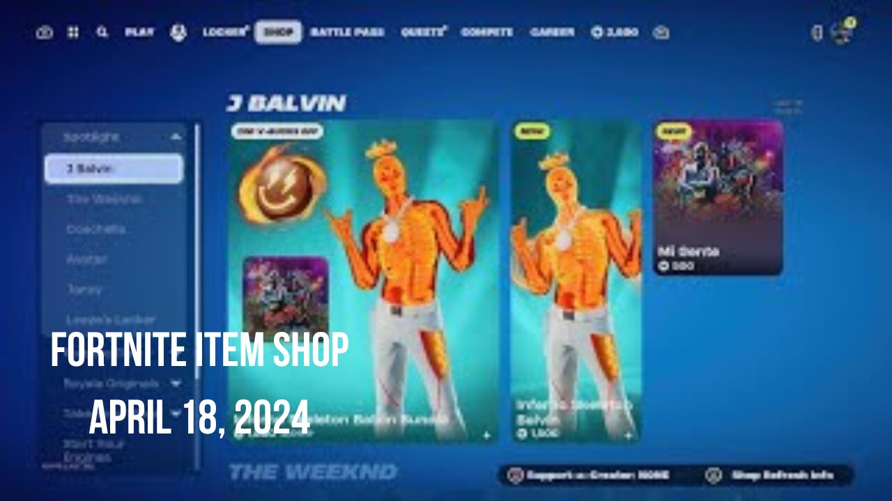 Fortnite Item Shop|April 18, 2024(*New* Inferno Skeleton Balvin Bundle)