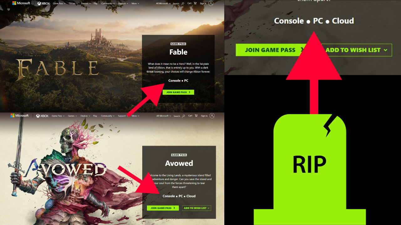 Microsoft Quietly Removes Xbox Logo from Fable and Avowed Listings