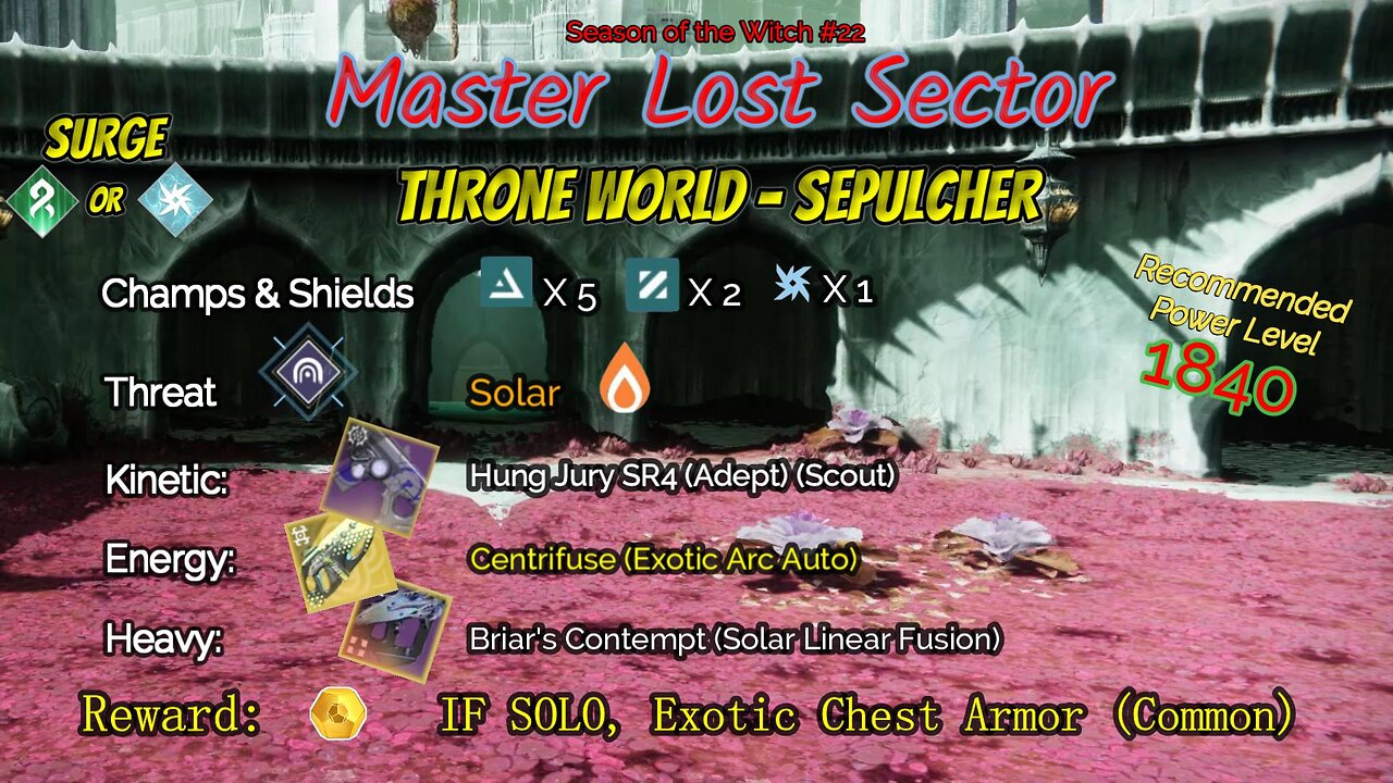 Destiny 2 Master Lost Sector: Throne World - Sepulcher on my Arc Warlock 9-2-23