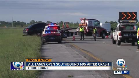 1 person critical after I-95 crash in Hobe Sound