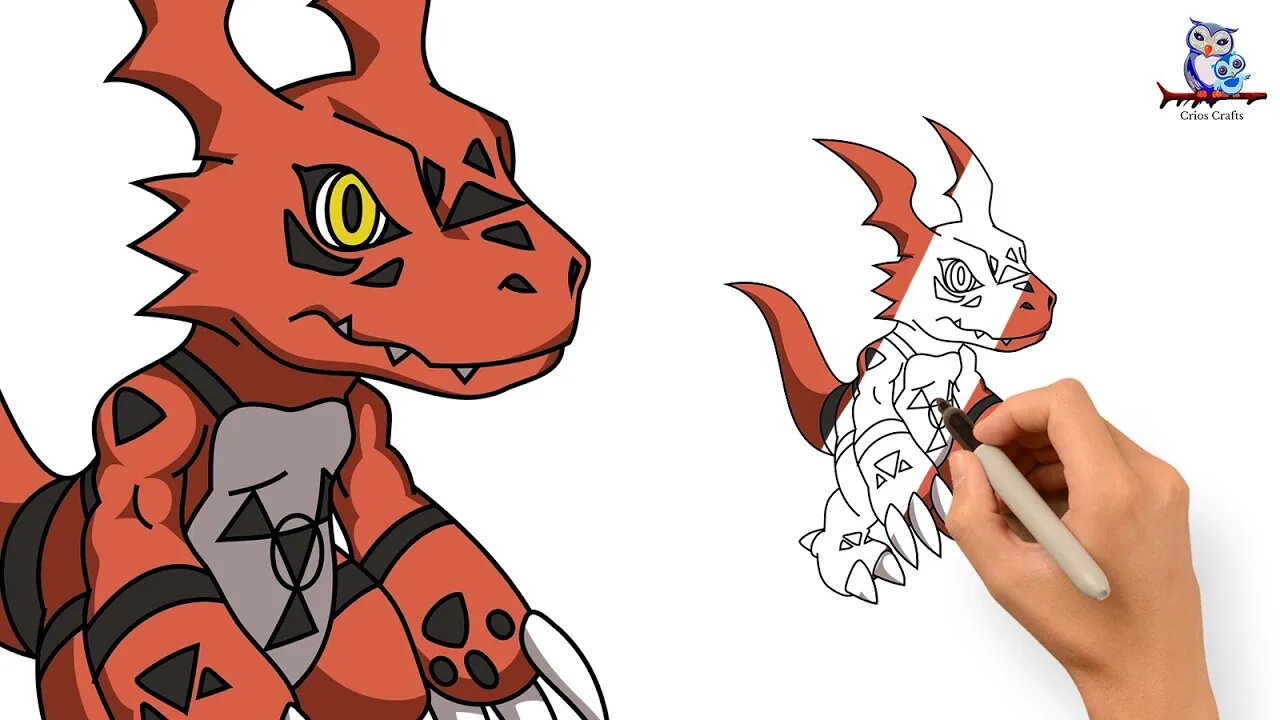How to Draw Guilmon - Reptile Digimon
