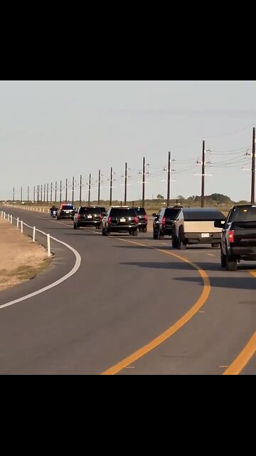 TRUMP❤️🇺🇸🥇🪽MOTORCADE TRAVEL🤍🇺🇸🏅🪽🚓🏍️🛻🚙WITH TESLA CYBERTRUCK TO TEXAS🚓🚠🚑🚐⭐️