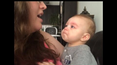 How Cute! Baby Gets Emotional When Mom Sings Opera!