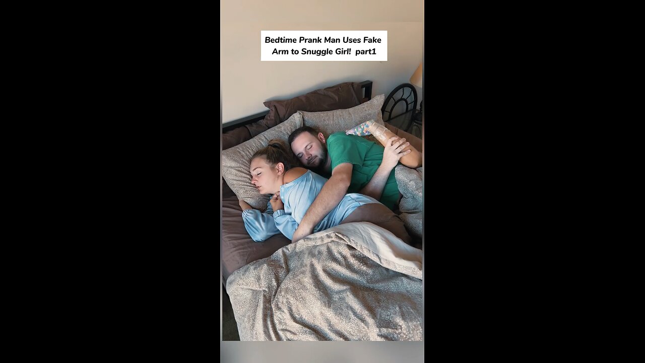 Prank man use fake arm to snuggle girl