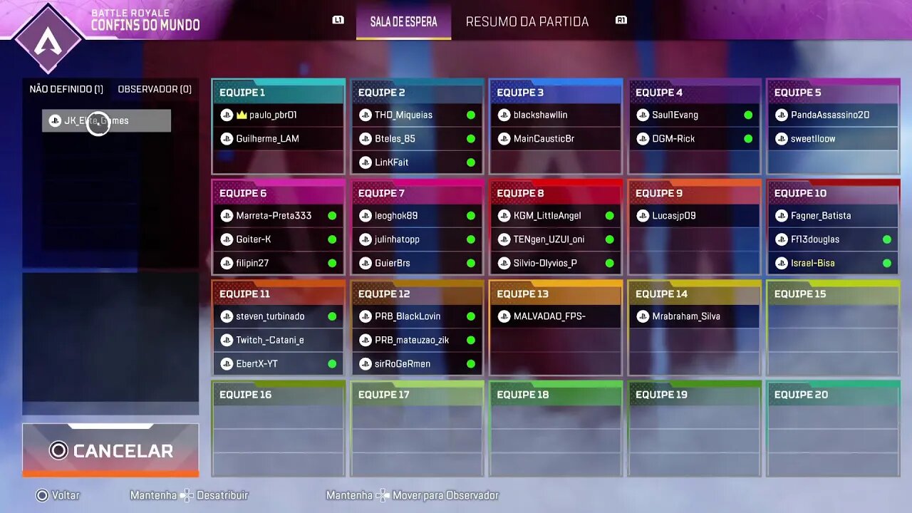 Apex Legends - Eliminatória Global - Quem quiser só pedir código da sala privada