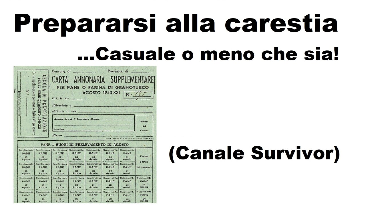 Prepararsi alla carestia ...Casuale o meno che sia!