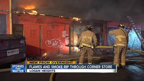 Fire rips through Logan Heights store