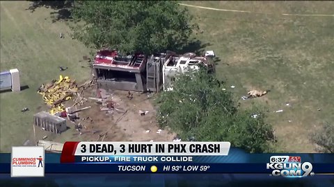 3 dead, 3 firefighters hurt after truck, fire engine collide