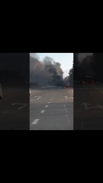 Destroyed trucks near Sumy