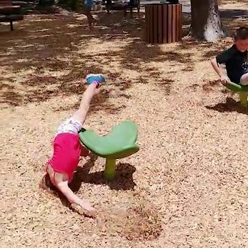 Dizzy Girl Falls Off Spinning Chair