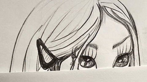 shorts | cute girl surprised - atmospheric pencil drawing