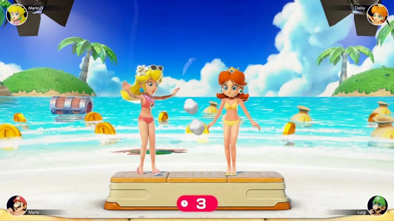 MarioParty Superstars - Beach Minigames - Mario Peach Luigi Daisy