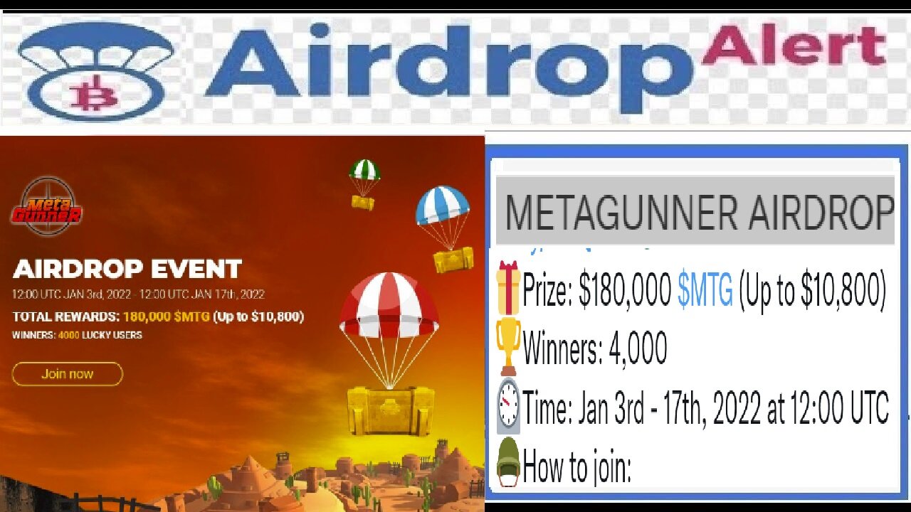 【 Airdrop METAGUNNER AIRDROP 】Ganhe até 180.000 MTG ($10.800), seja um dos 4.000 vencedores