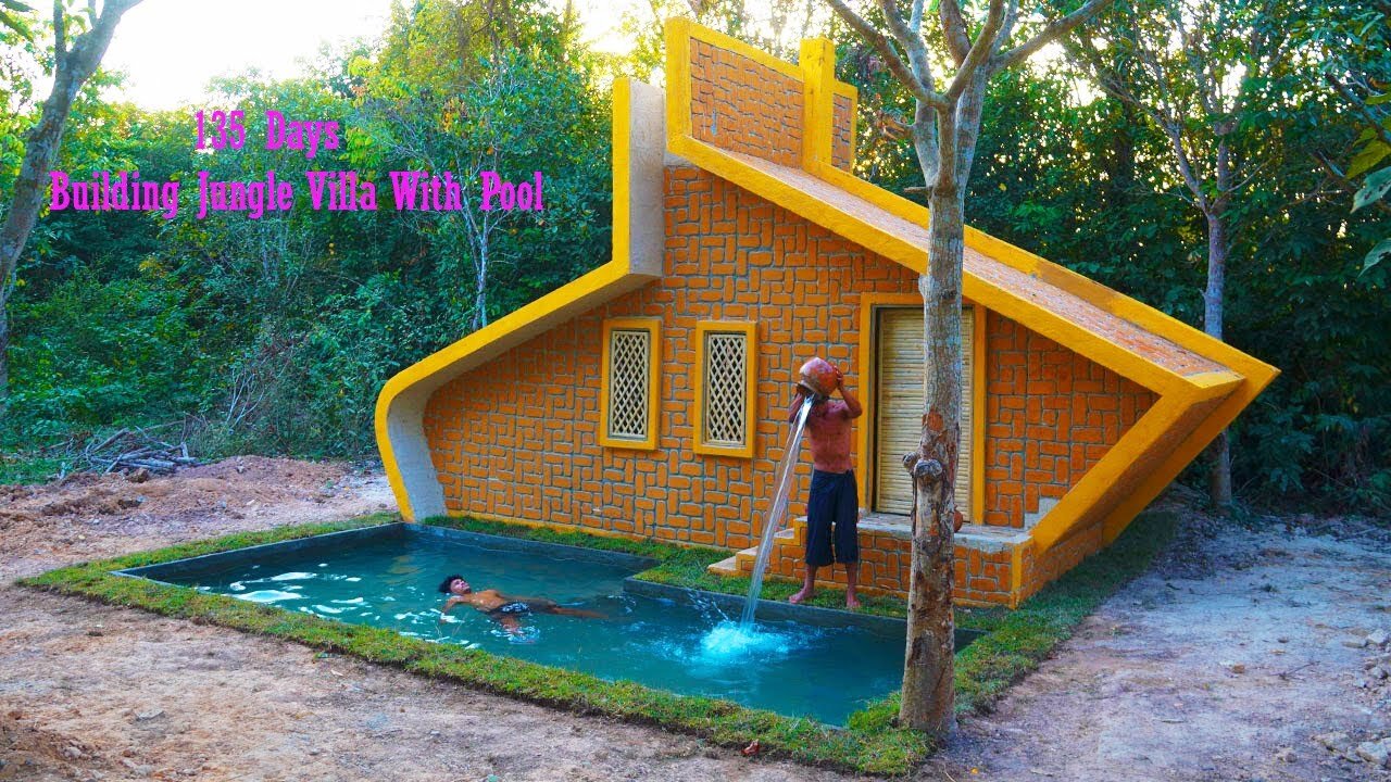 135 Days Building Luxury Mud Villa - Swimming Pool With Decoration Kitchen In The Villa